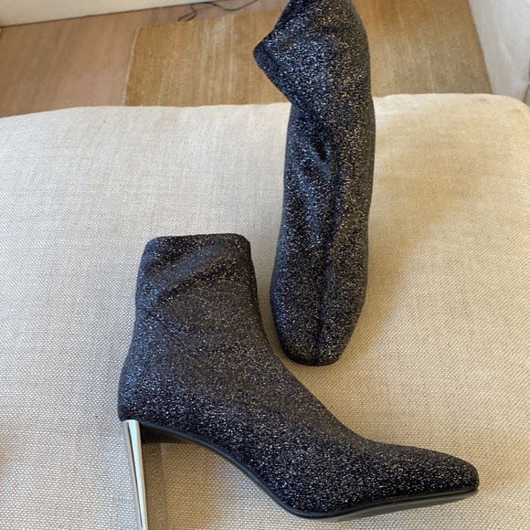 Free People Lola Cruz Gray Glitter Block Heel Sock Booties SEXY Comfortable ❤️🌈 - Picture 5 of 6